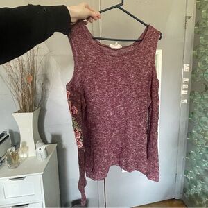 Burgundy Cold-Shoulder sweater